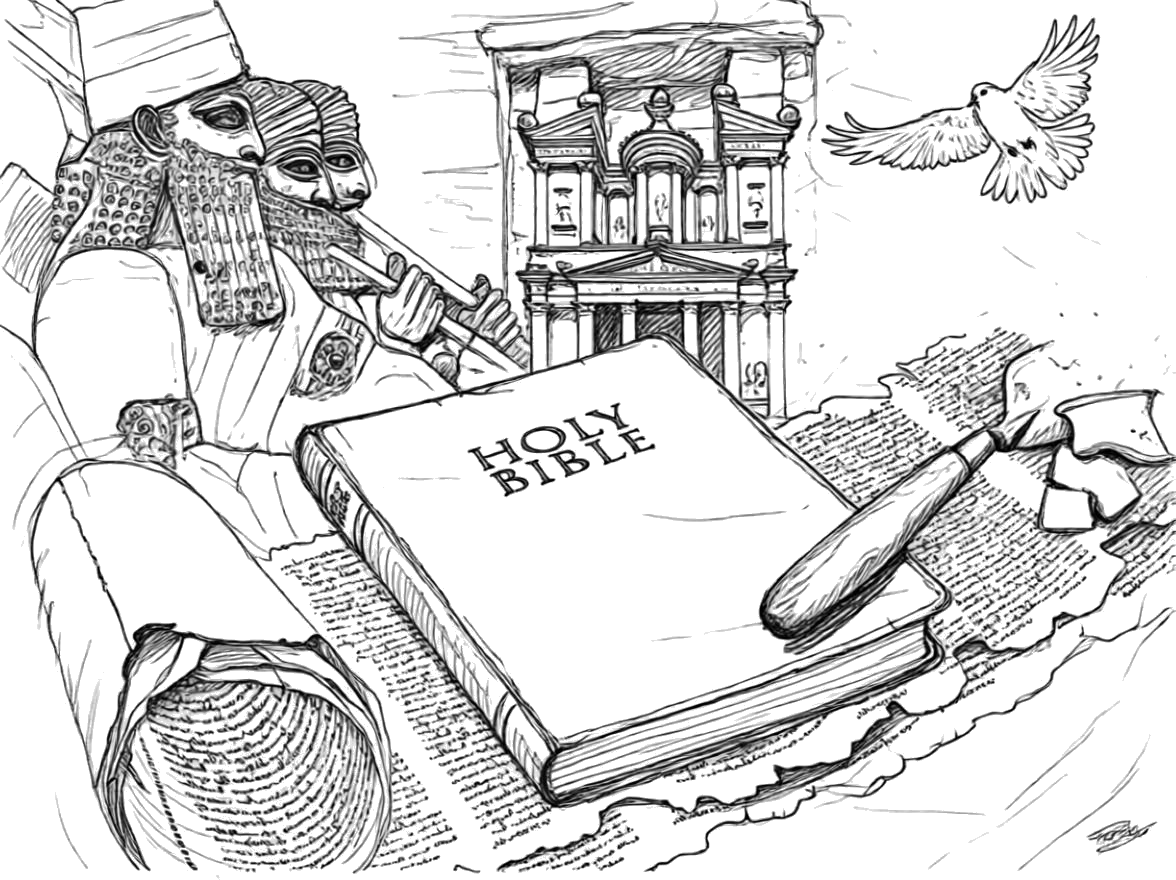 La Bible ouverte et la colombe — à colorier