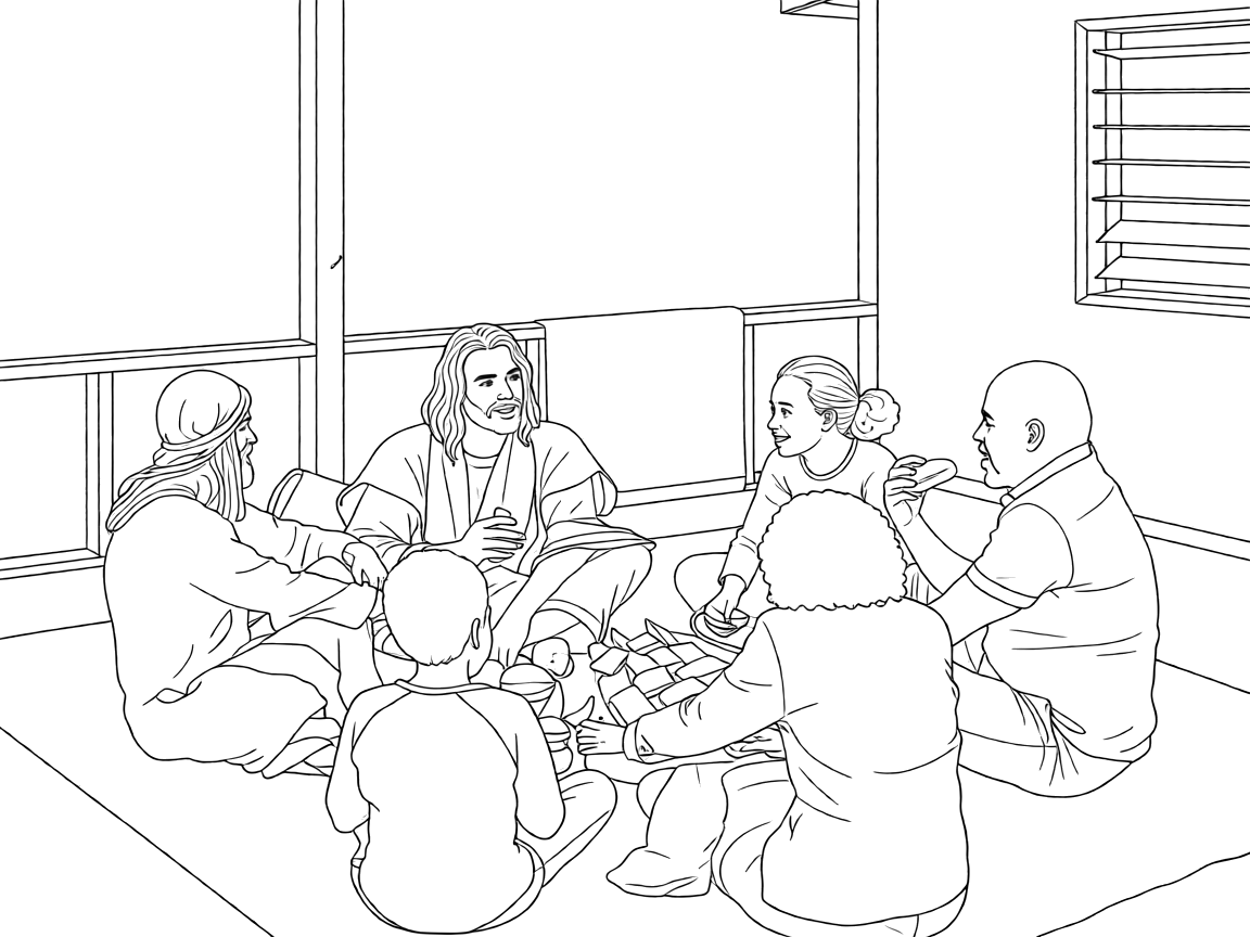 Un petit groupe de disciples — à colorier